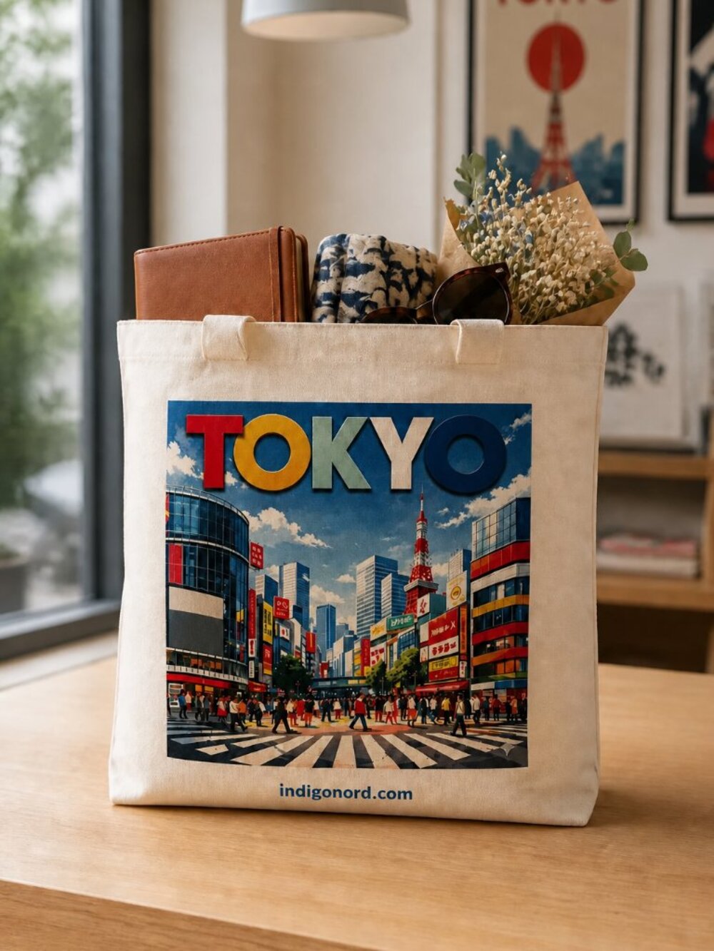 Tokyo Canvas Tote Bag, Japan Travel Gift, Shibuya-Inspired City Tote, Reusable